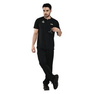 Crew Neck Top -1 Outside Straight Fit with Two-side Cargo Pockets Scrub Set
