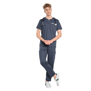 Crew Neck Top -1 pen 1 inside Straight Fit with Two-side Cargo Pockets Scrub Set