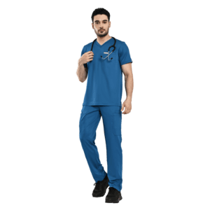 V neck 1 pen 1 inside Straight Fit with Two-side Cargo Pockets Scrub Set
