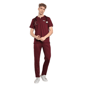 Crew Neck Top -1 inside pocket Straight Fit with Two-side Cargo Pockets Scrub Set